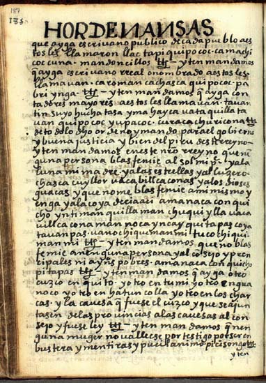 
                9. The chapter of the Inka’s laws (184-195)
              