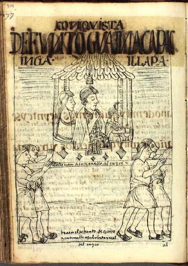 El cuerpo de Guayna Capac Ynga, llevado de Quito al Cuzco para su entierro (pág. 379)