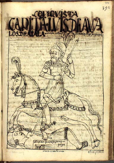 El capitán Luis de Ávalos de Ayala mata a Quizo Yupanqui Ynga en la conquista de Lima. (pág. 394)