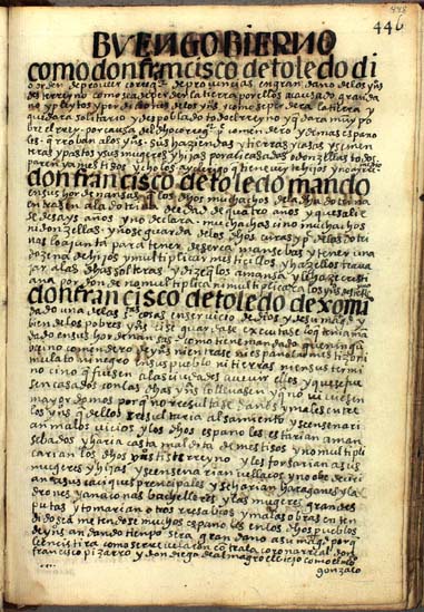 Don Francisco de Toledo, el cuarto (en realidad, el quinto) virrey del Perú, y su gobierno, pág. 447