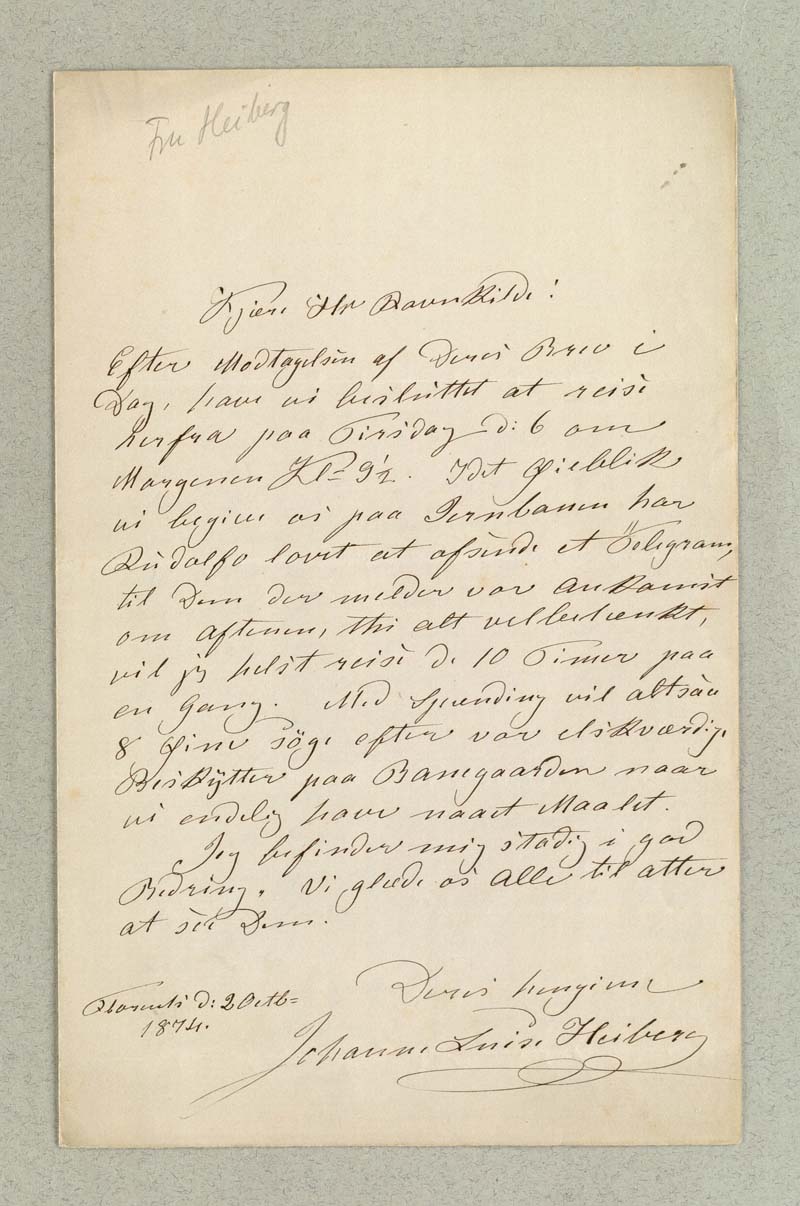 Brev fra Johanne Luise Heiberg 20.10.1874