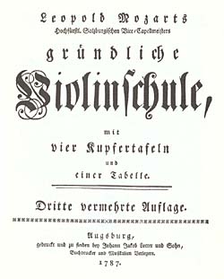 Titelbad til Leopold Mozarts violinskole. Klik for større billede
