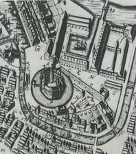 Udsnit af Johan Husmans stik af København 1674 på grundlag af Peder Resens Atlas